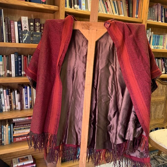 Vtg One of a Kind handwoven Fibers for All Seasons hooded blanket poncho, Zoller - Picture 8 of 15